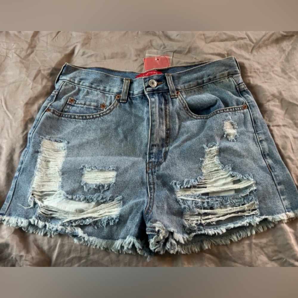 CAFFEINE Women’s Blue Jean Distressed / Ripped Shorts MEDIUM